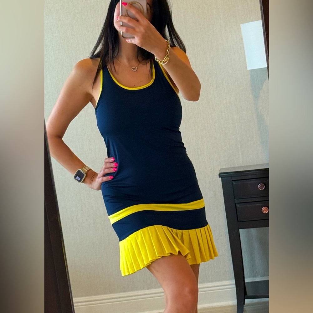 Fila Navy and Yellow Sleeveless Tennis Dress